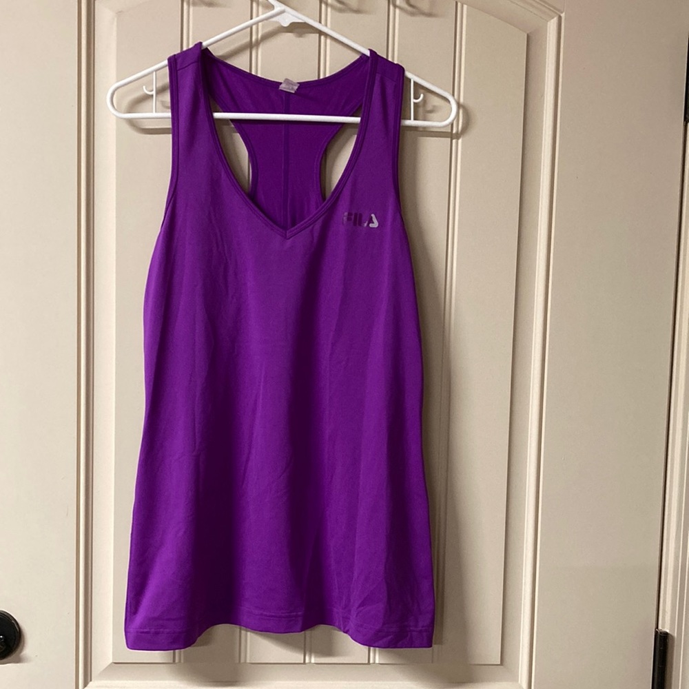 Fila Sport Performance Women’s Size L  Purple Racer Back V-neck Tank Top Stretch